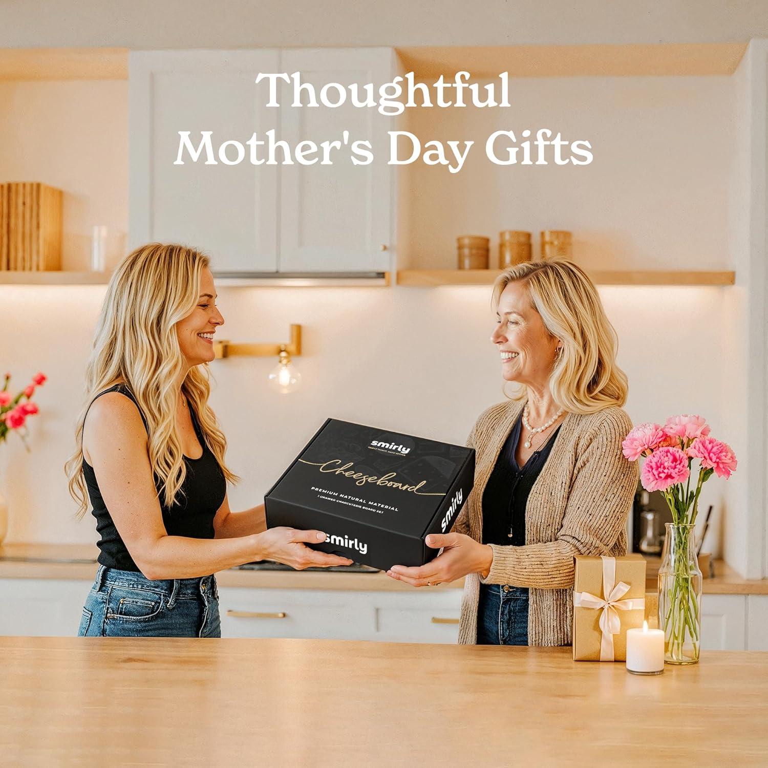 SMIRLY Charcuterie Boards Set - Large Bamboo Cheese Board Set - House Warming Gifts New Home, Wedding Gift for Couple, Bridal Shower Gift, Birthday Gifts for Women