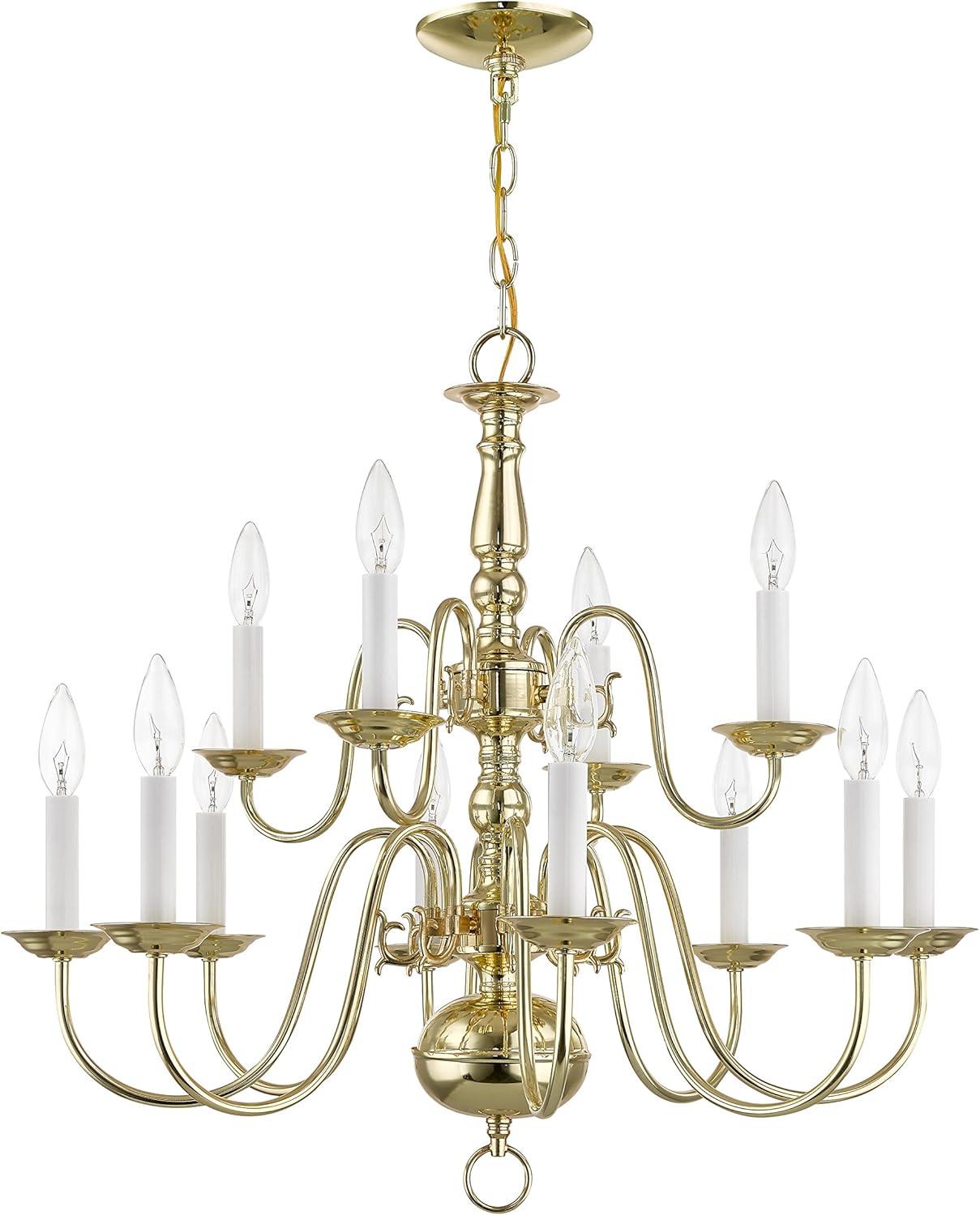 Livex Lighting Williamsburgh 12 - Light Chandelier in  Polished Brass