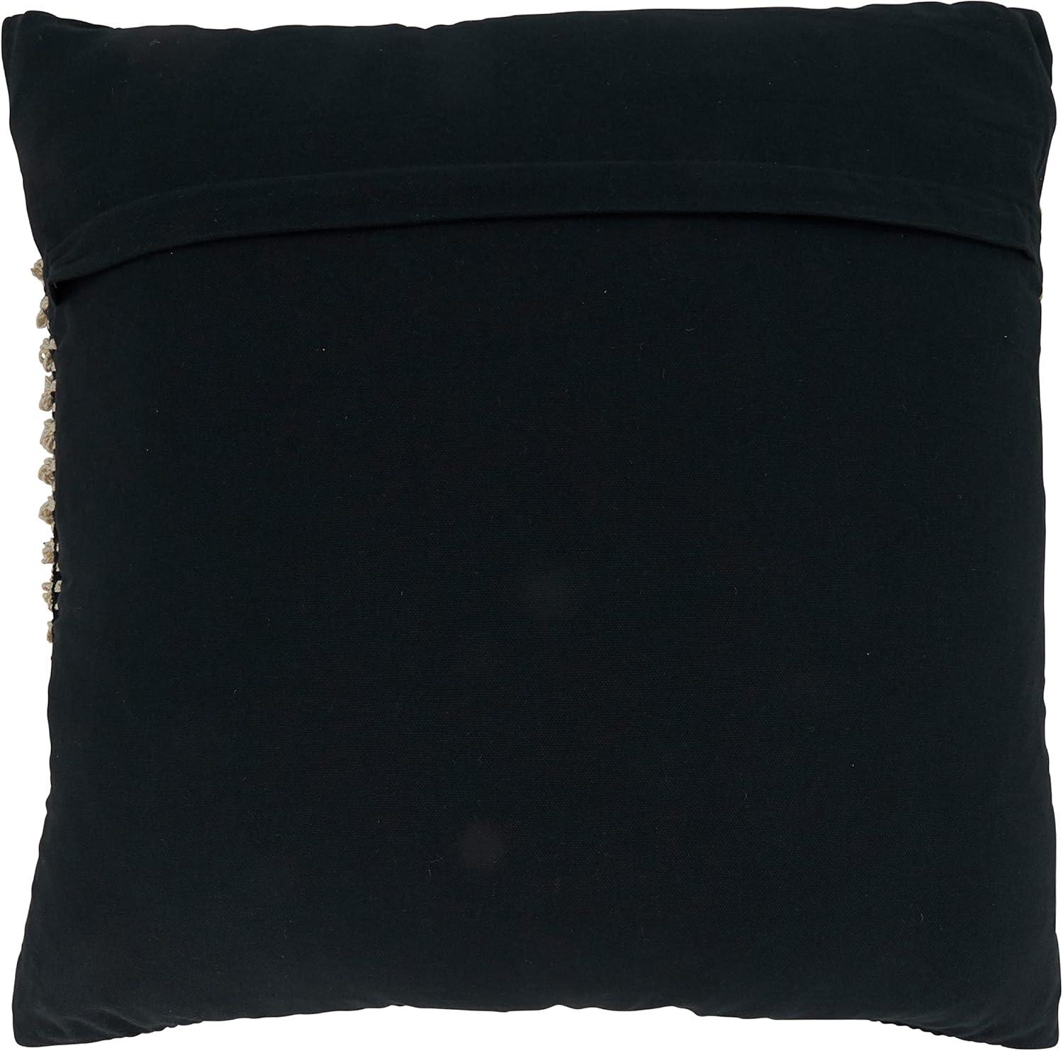 Knotted Square 27" Black & White Cotton Pillow Cover