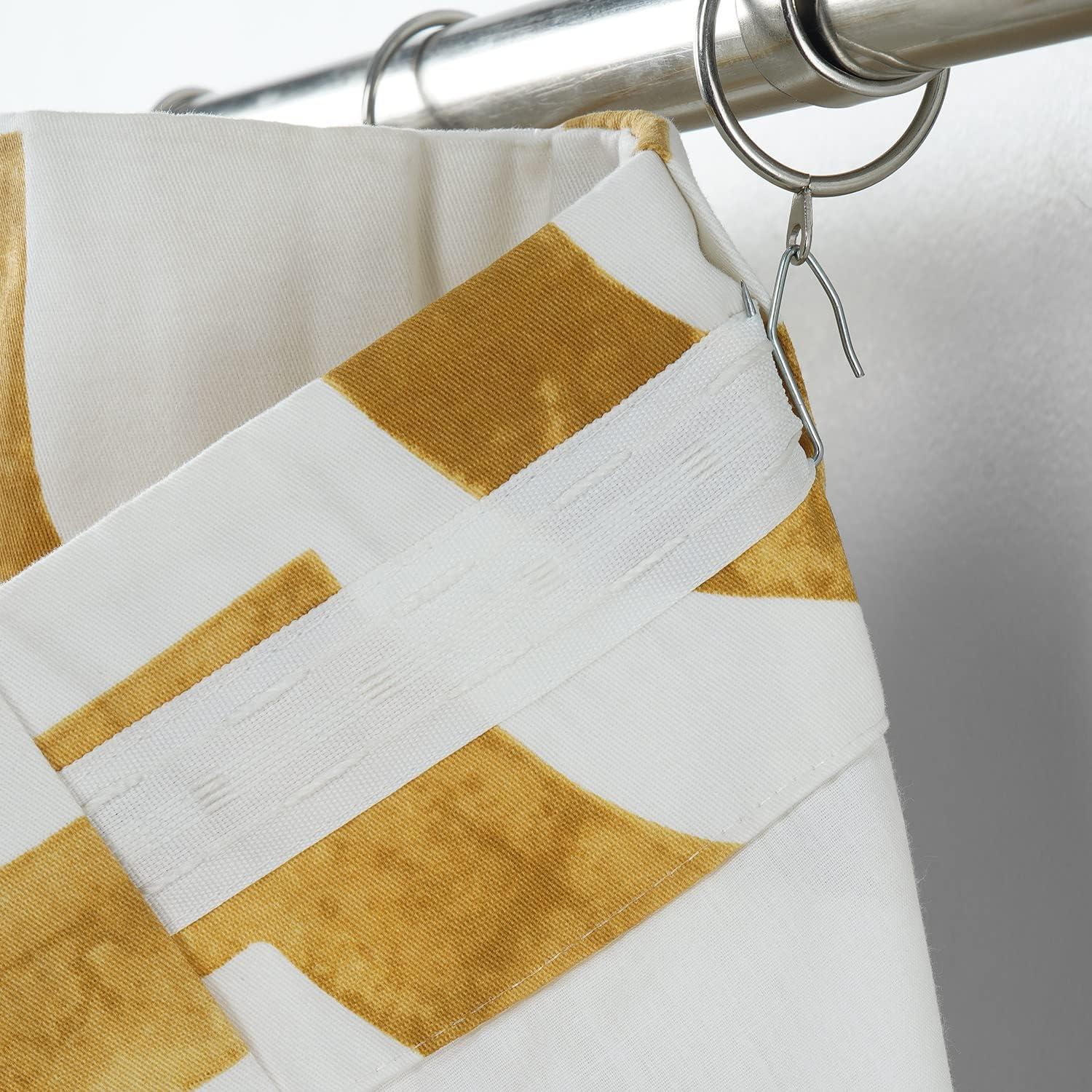 HPD Half Price Drapes Geometric Printed Curtains 96 Inches Long Luxury Cotton Curtains (1 Panel) Room Darkening Window Curtains for Bedroom & Living Room, 50W x 96L, Mecca Geometric Gold