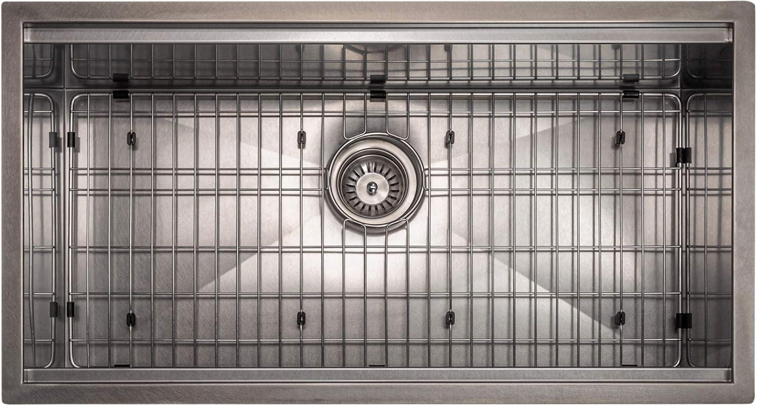 ZLINE 33 in. Garmisch Undermount Single Bowl Satin Stainless Steel Kitchen Sink with Bottom Grid and Accessories (SLS-33S)