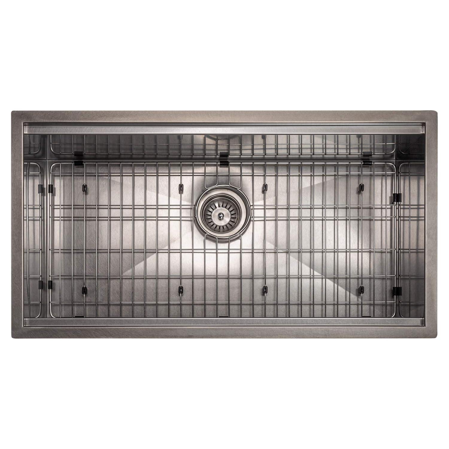 ZLINE 33 in. Garmisch Undermount Single Bowl Satin Stainless Steel Kitchen Sink with Bottom Grid and Accessories (SLS-33S)