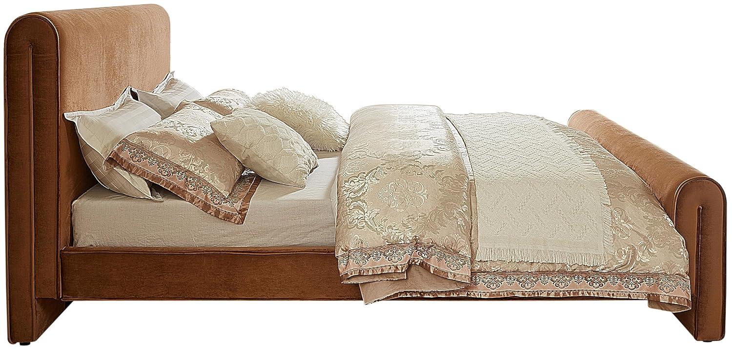Meridian Furniture Sloan Saddle Velvet Queen Bed