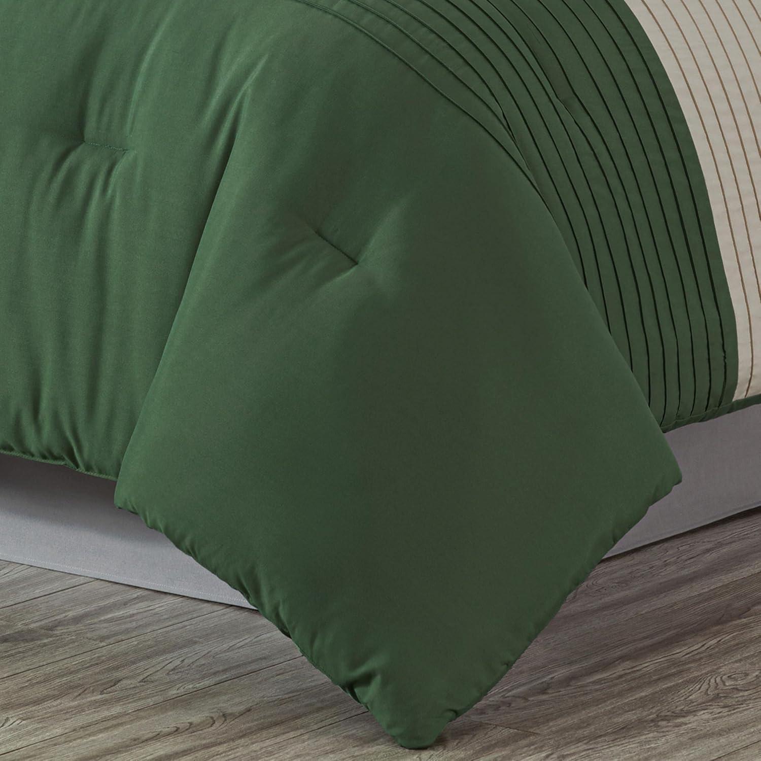 Pleated Stripe Microfiber Comforter Set