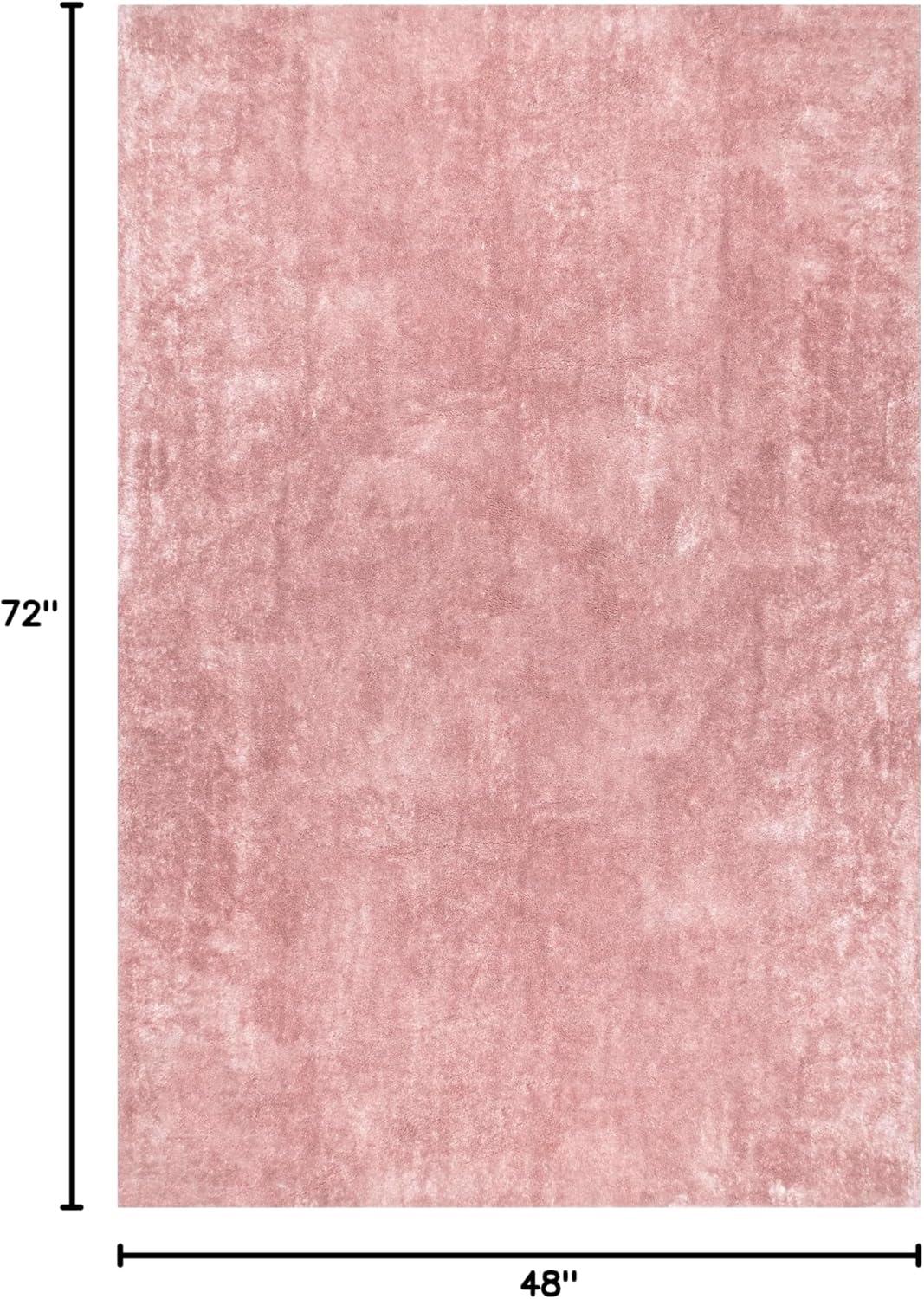 Nuloom Loni Cozy Plush Solid Pet Friendly Premium Machine Washable Shag Area Rug, 4' x 6', Pink