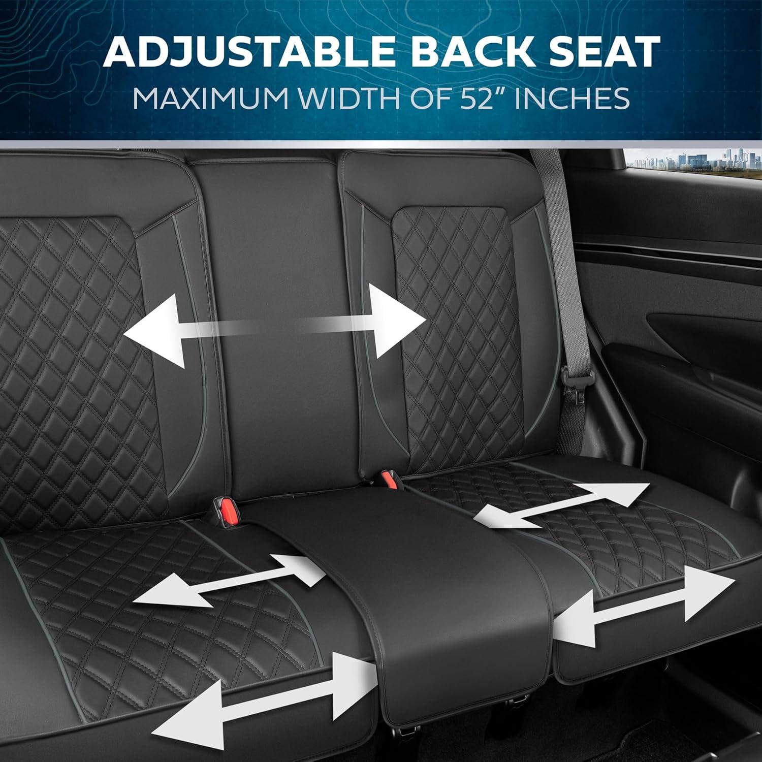 MotorBox Car Seat Covers Prestige Edition Faux Leather Black & Beige Seat Covers for Car Diamond Stitched Cushioned Seat Protectors for Auto, Trucks, SUV, Car Full Set