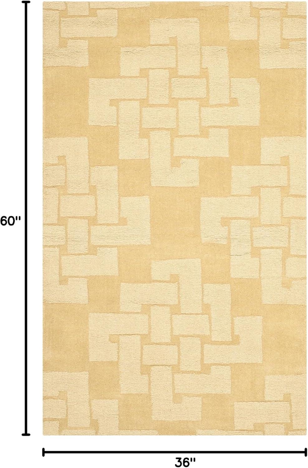 Geometric Hand-Tufted Wool Rattan Area Rug