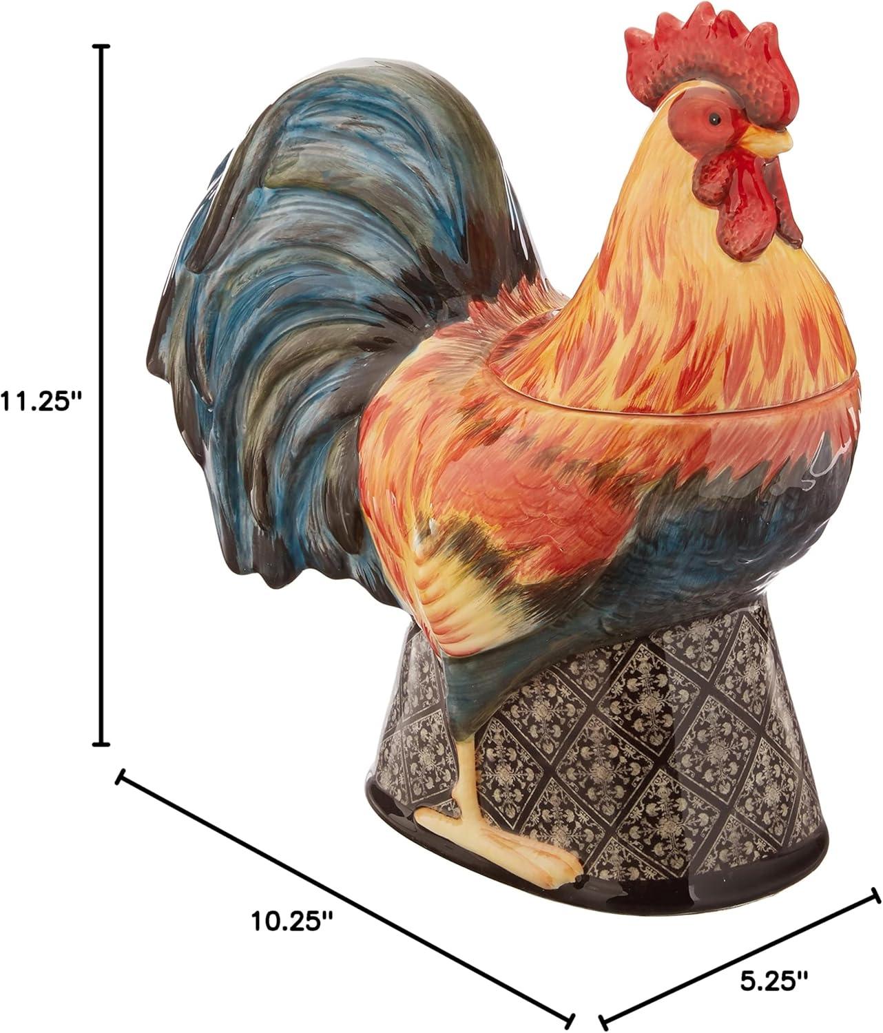 Colorful Ceramic Rooster-Shaped Insulated Cookie Jar