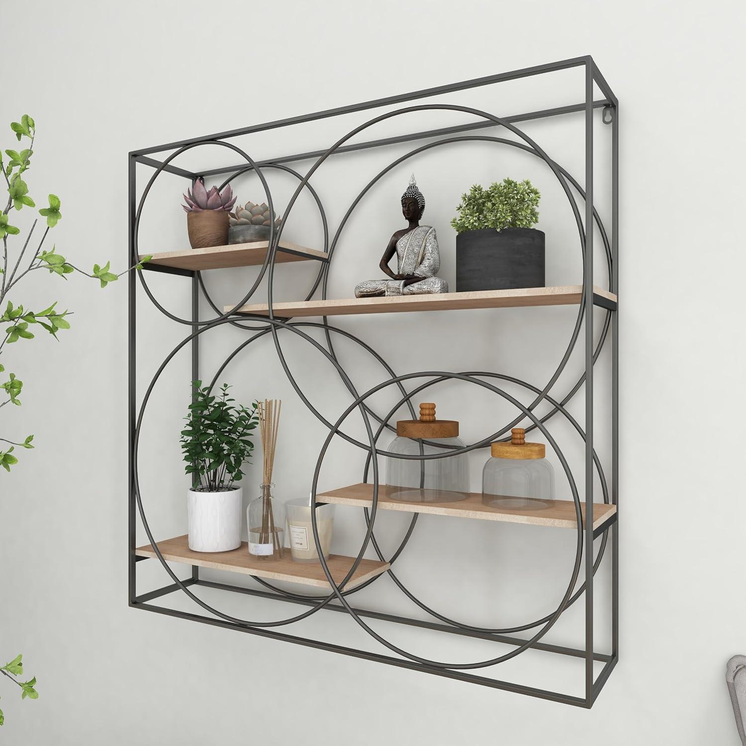 DecMode 32" x 7" 4-Tier Gray Wall Shelf