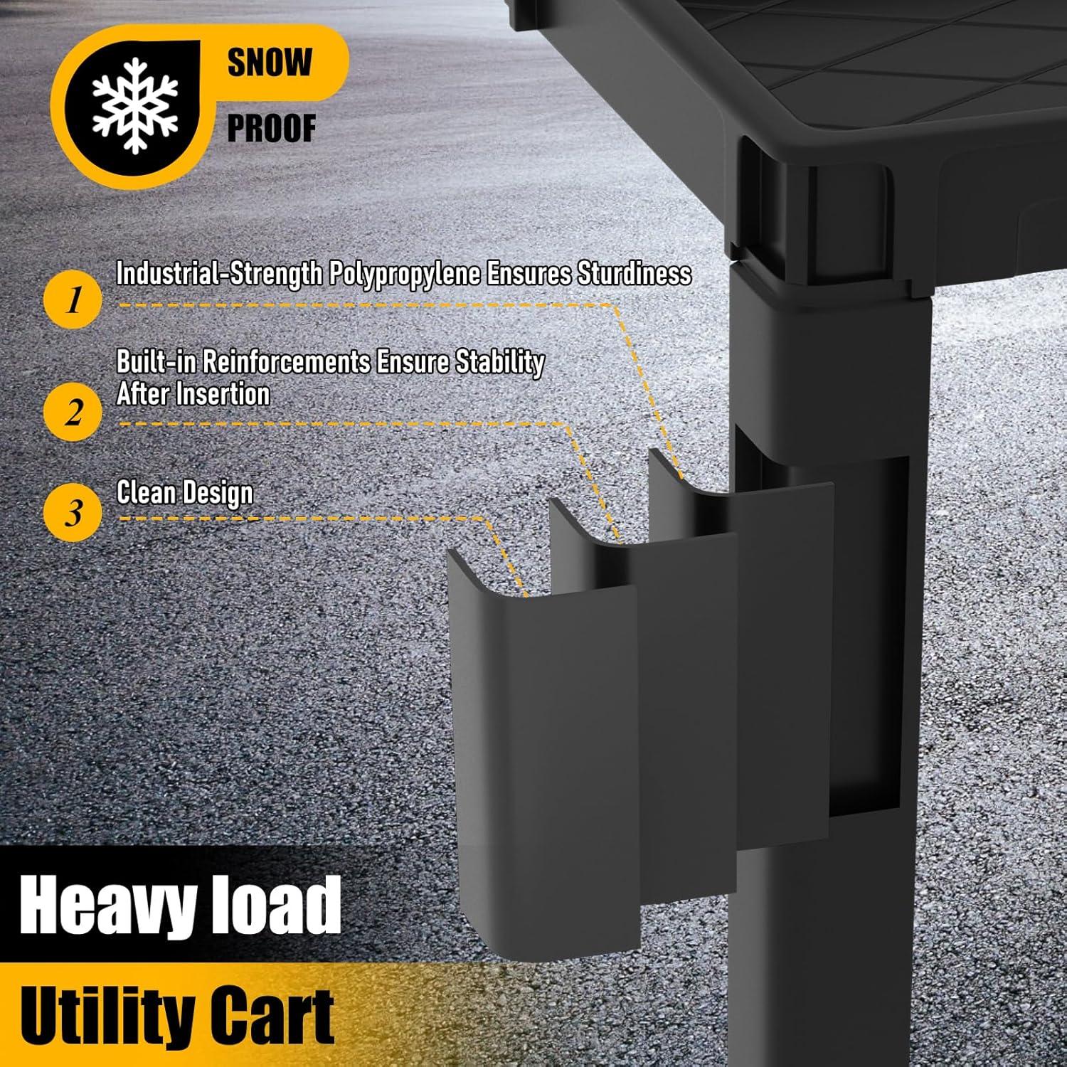 Heavy Duty 550 lbs 2-Shelf Service Utility Cart 40'' x 17'' with Lipped Shelf