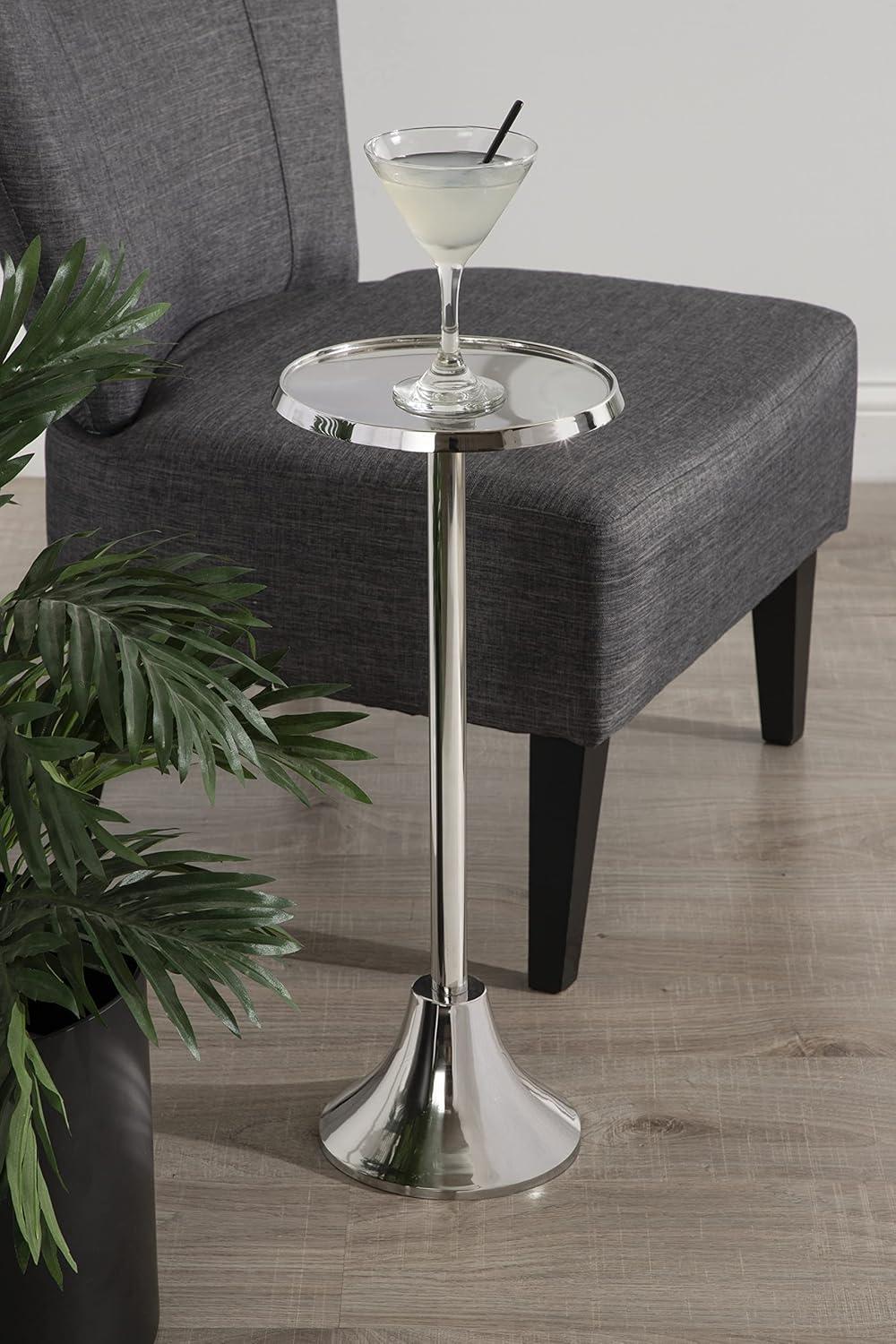 Kate and Laurel Sanzo Round Metal Drink Table, 9x9x23, Silver