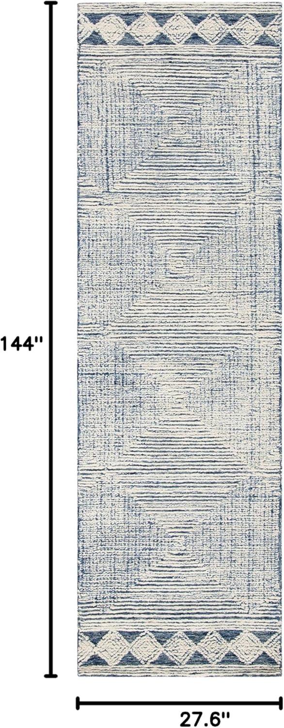 Abstract ABT349 Hand Tufted Runner Rug - Ivory/Navy - 2'3"x12' - Safavieh .