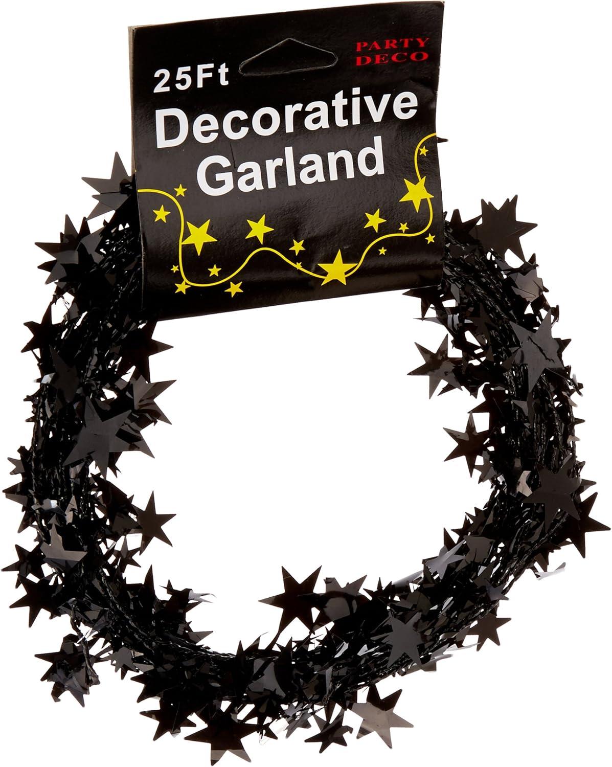 PMU Star Wire Shiny Garland Black - Halloween, Christmas Party, Wedding, Birthday, Festive Home Decoration Ornament 25ft Black (1/pkg) Pkg/1