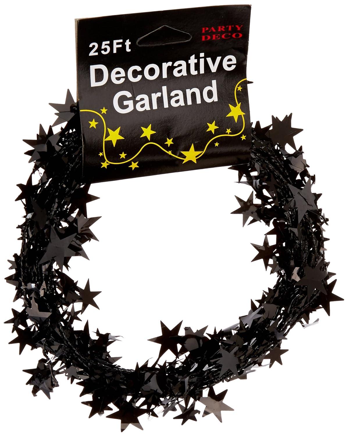 PMU Star Wire Shiny Garland Black - Halloween, Christmas Party, Wedding, Birthday, Festive Home Decoration Ornament 25ft Black (1/pkg) Pkg/1