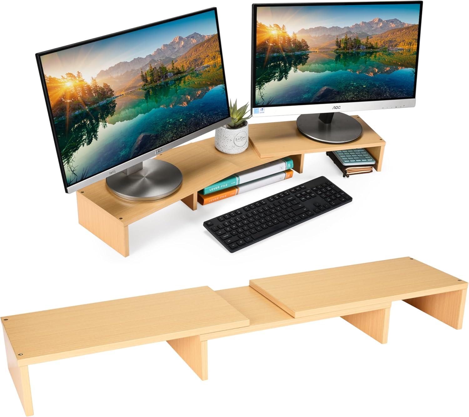 Prosumer's Choice Dual Monitor Riser-Set of 3,Brown