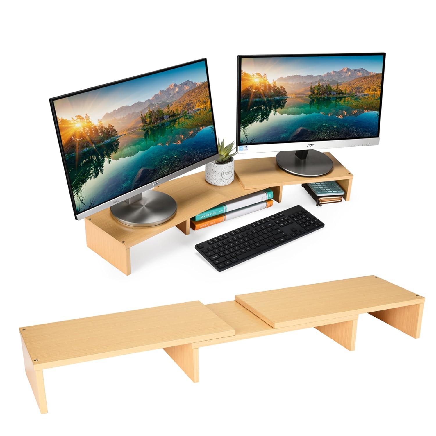 Prosumer's Choice Dual Monitor Riser-Set of 3,Brown