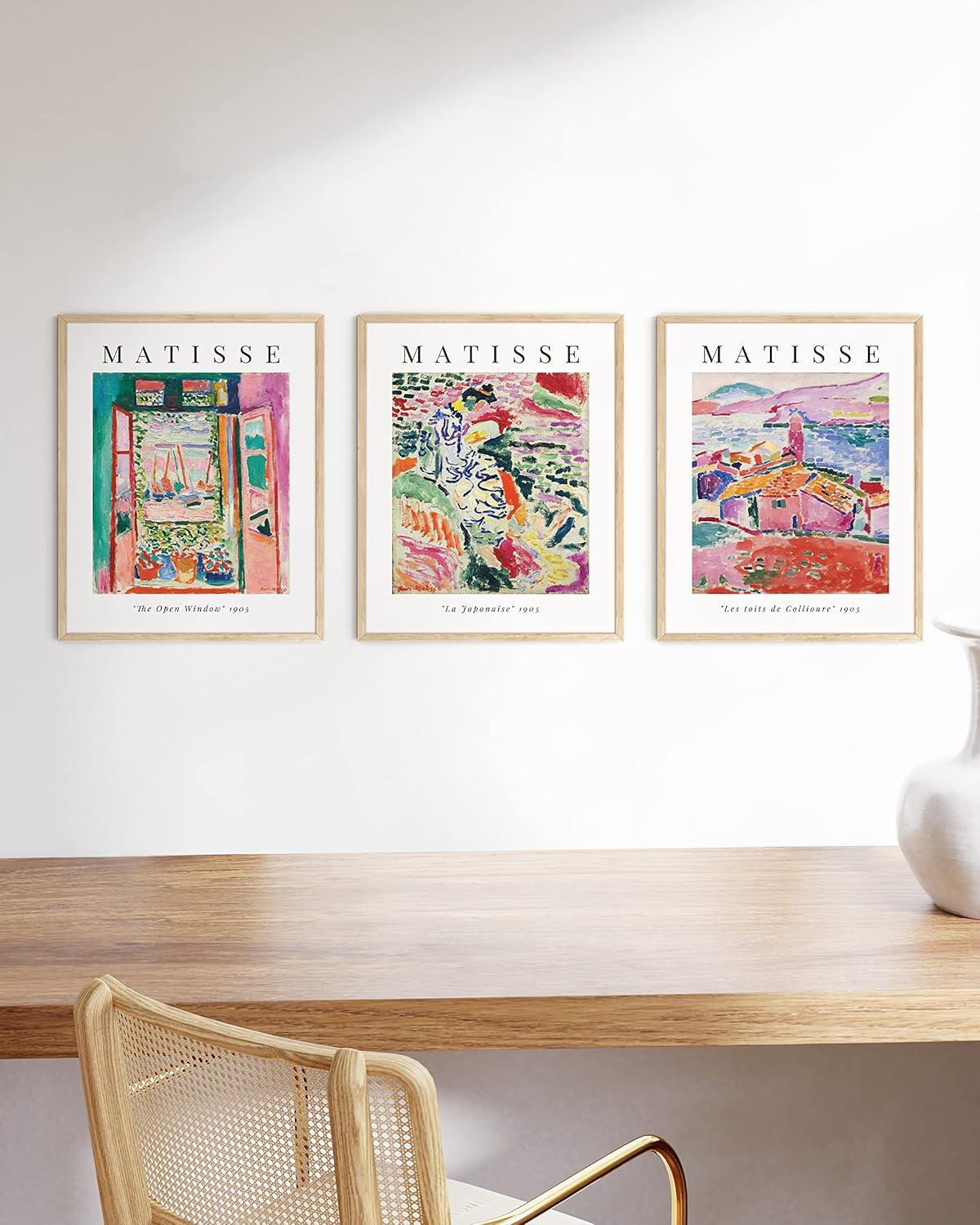 HAUS AND HUES Matisse Prints - Set of 3 Henri Matisse Wall Art, Famous Artist Paintings, Colorful Matisse Poster Set, Impressionist and Modern Art, Classic Art Poster (12x16, Unframed)