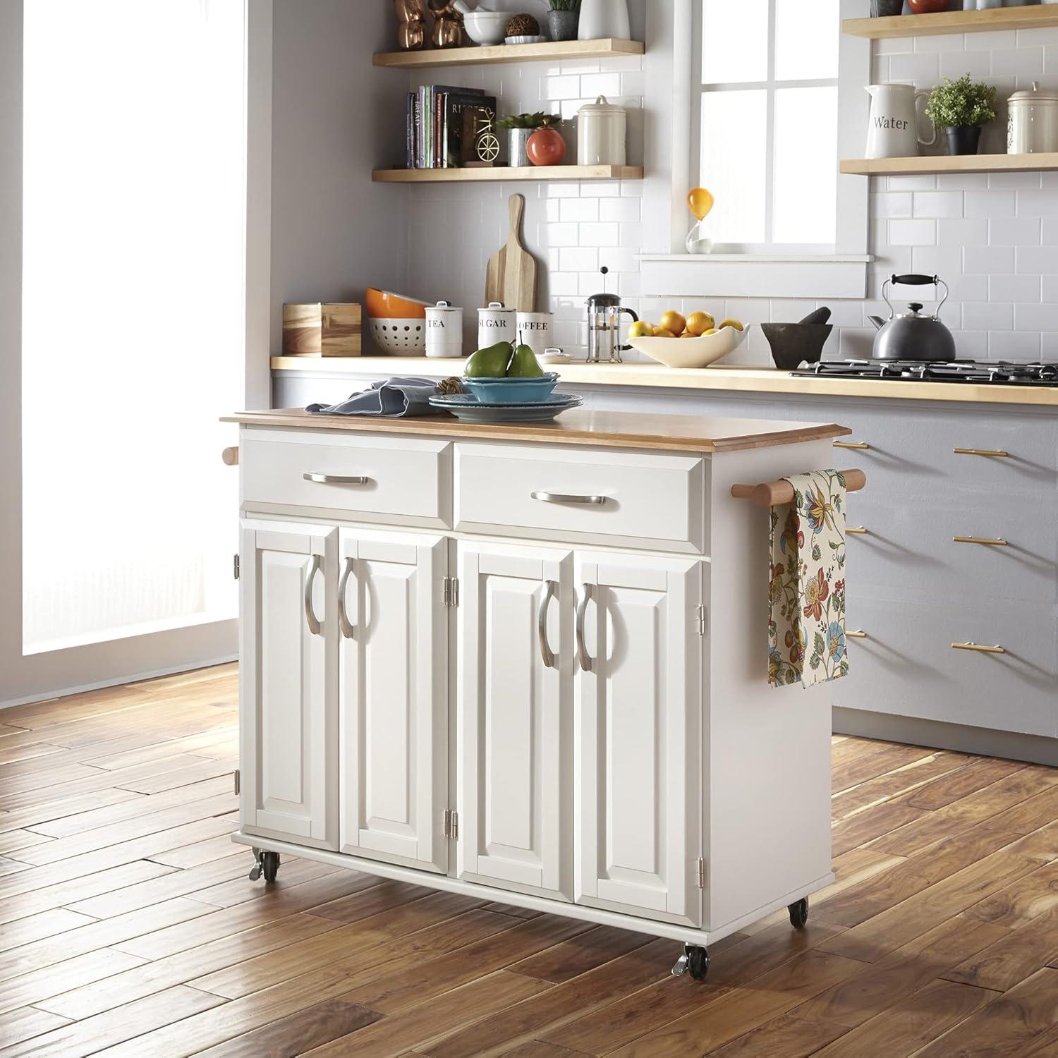 Homestyles Dolly Madison Wood Kitchen Cart in Off White