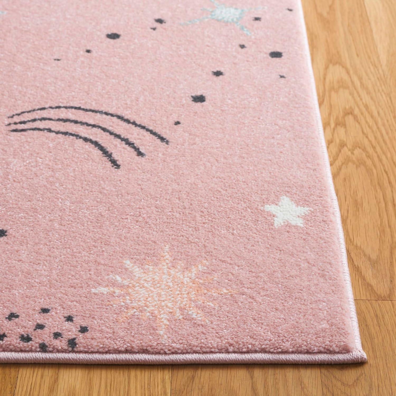 Pink and Purple Rectangular Non-slip Kids Rug