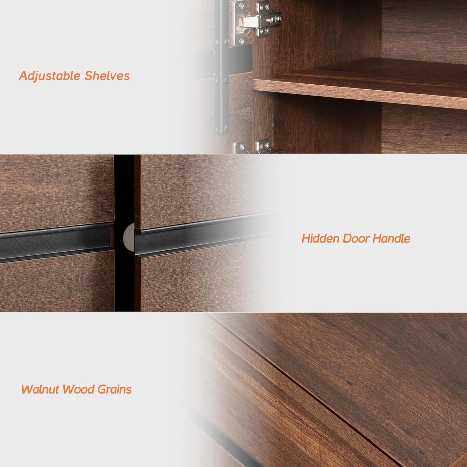 WAMPAT Modern TV Stand for TVs up to 75 inch, 2 in 1 Entertainment Center TV Console with Storage Cabinets and Metal Base,Media Console for Living Room,Brown