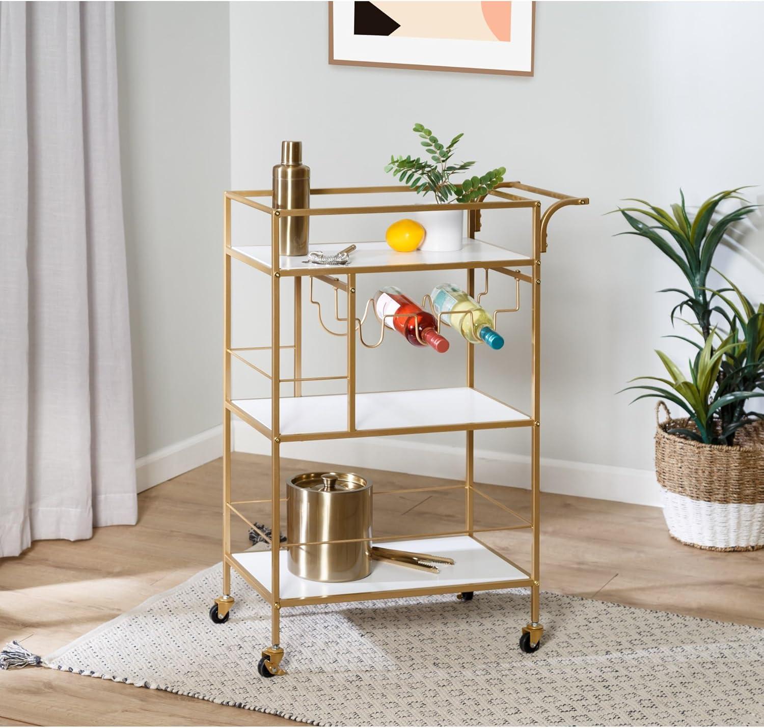 Honey-Can-Do 3 Tier Bar Cart Gold/White