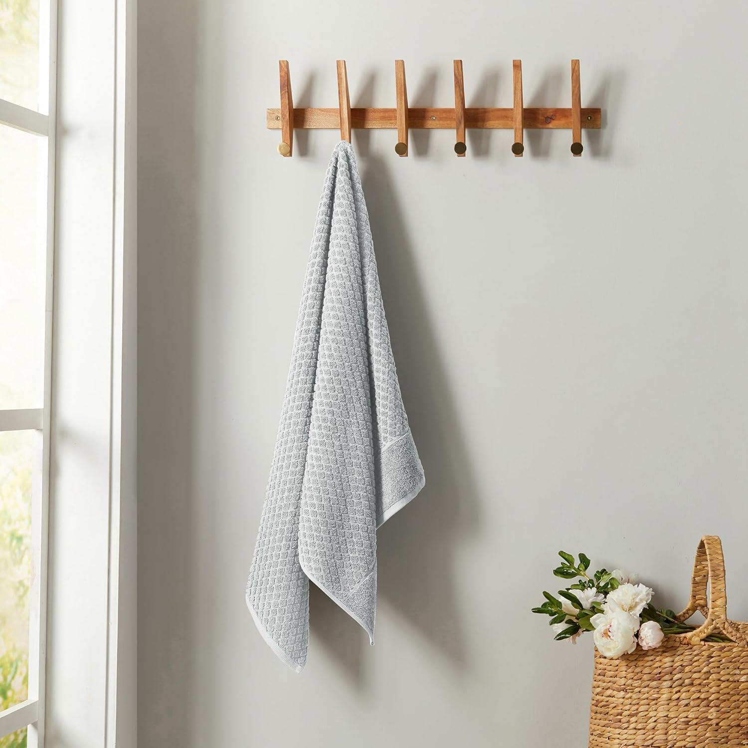 Cotton Quick-Dry Textured Towels - Great Bay Home (4 Pack Bath Towels, Light Grey)