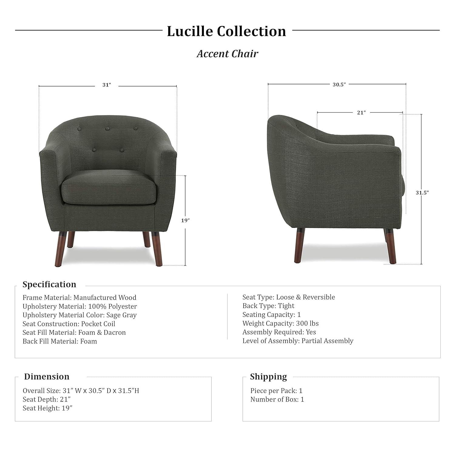 Lexicon Lucille Upholstered Accent Chair in Gray