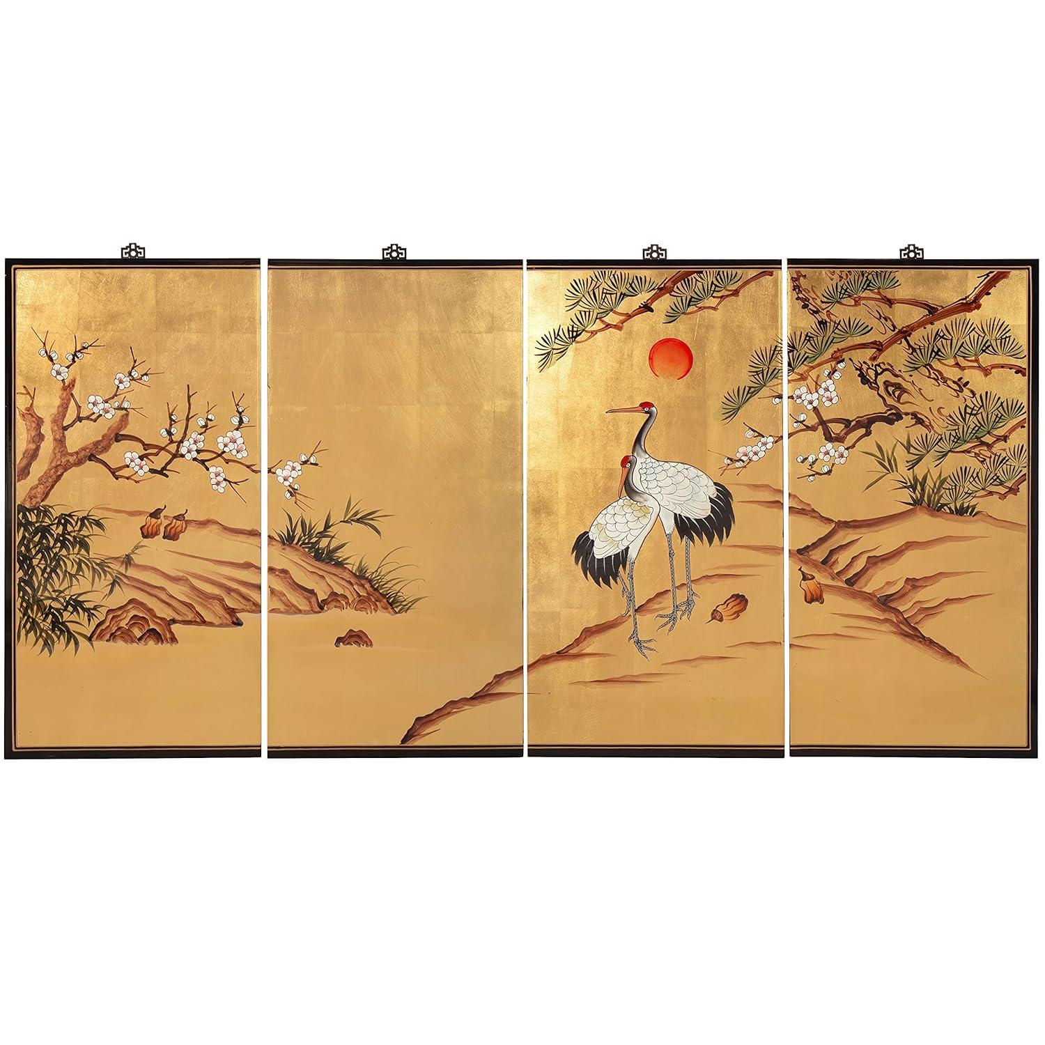 Oriental Furniture 36" H x 72" W 4 - Piece Wall Décor