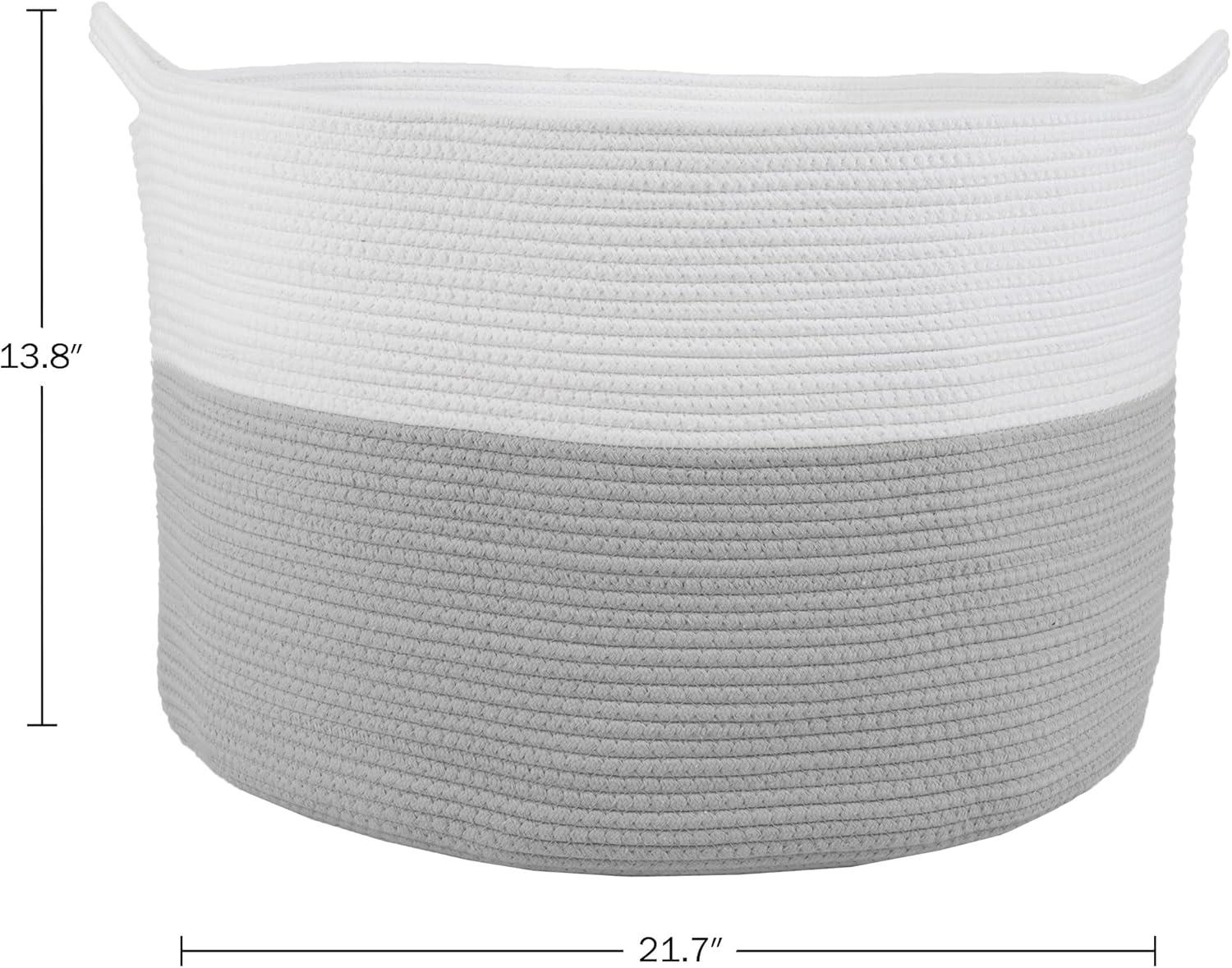 Home-Complete Extra-Large Woven Rope Basket, Gray