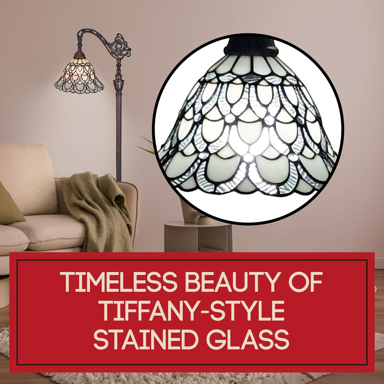 Elegant Arc Tiffany-Style 61.5" Stained Glass Floor Lamp