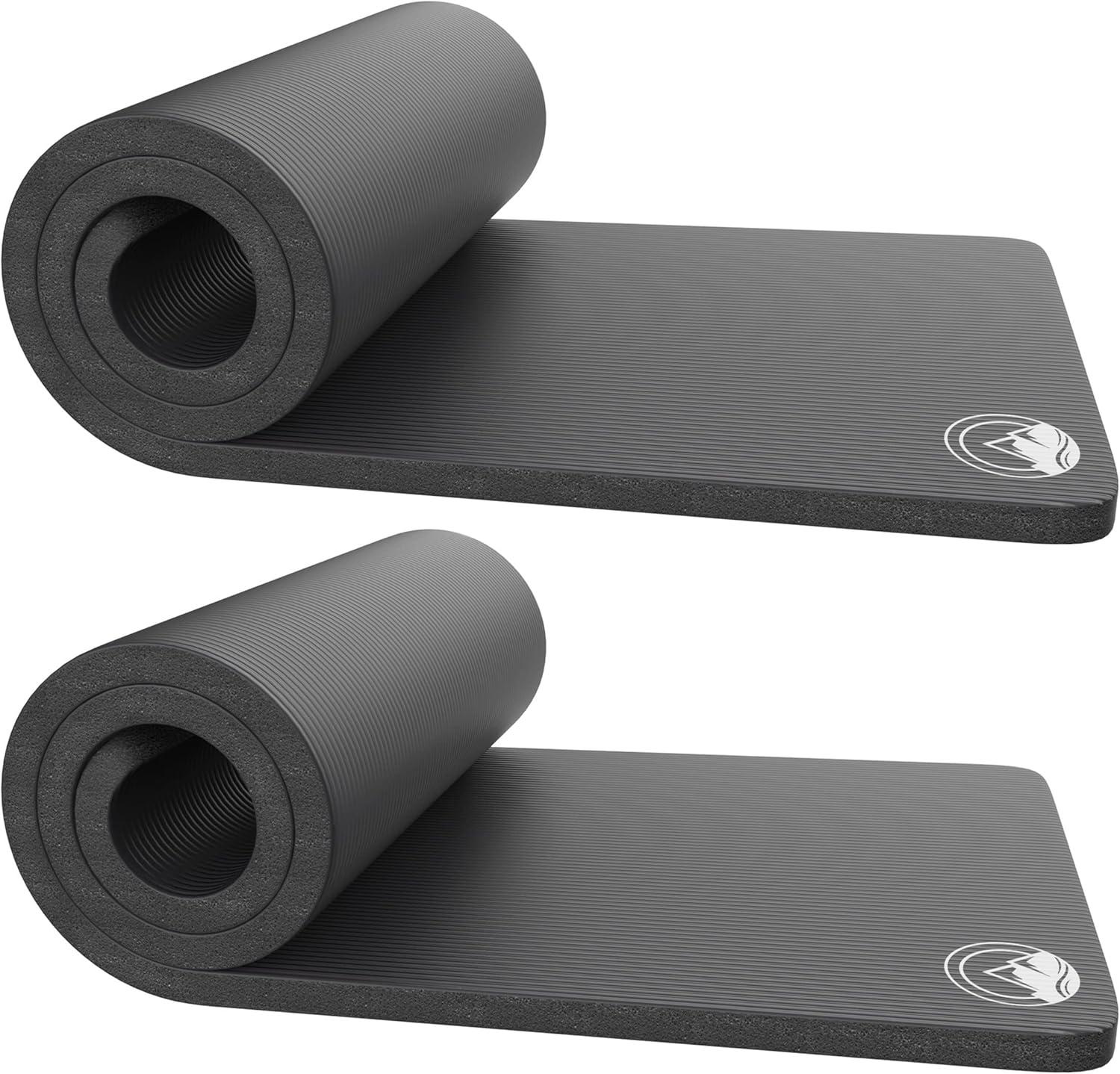 Set of 2 Black Foam Camping Sleeping Mats with Carry Straps