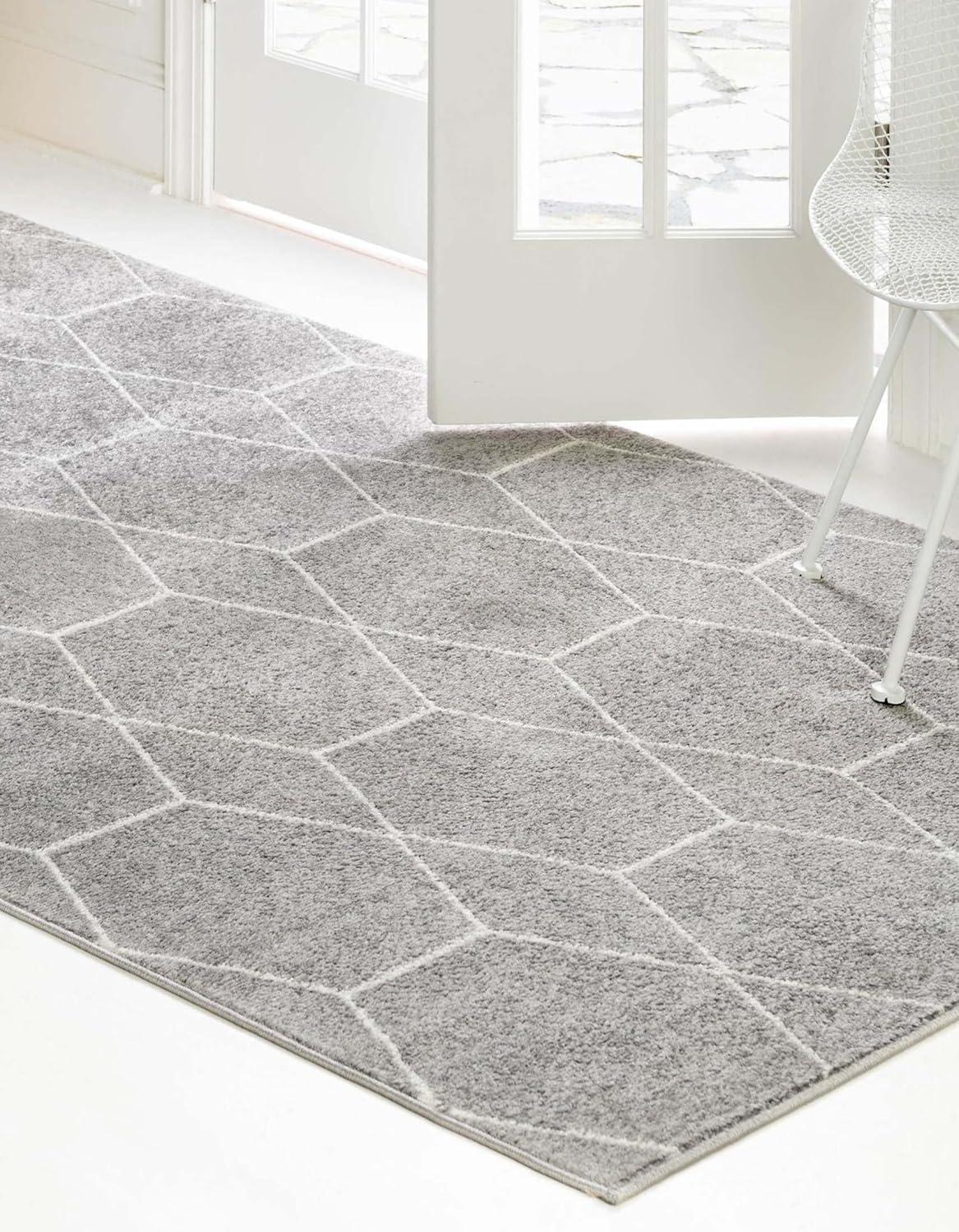 Unique Loom 7' 0 x 10' 0 Trellis Frieze Geometric Light Gray Area Rug