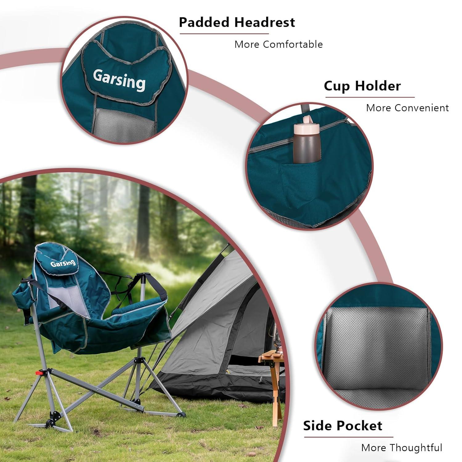 Green Folding Camping Chair with Carrying Bag
