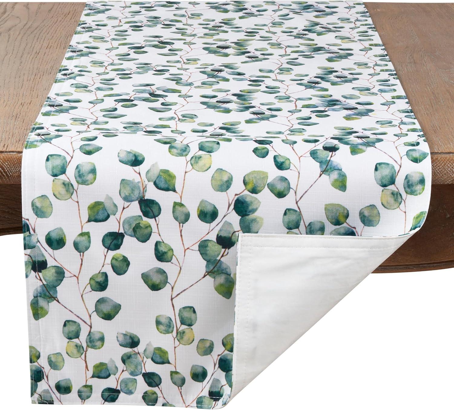 Saro Lifestyle Eucalyptus Leaf Design Table Runner