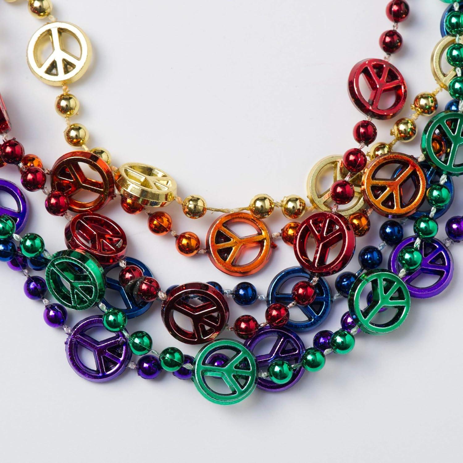 Beistle 33" Beads Necklace Peace Sign 57234