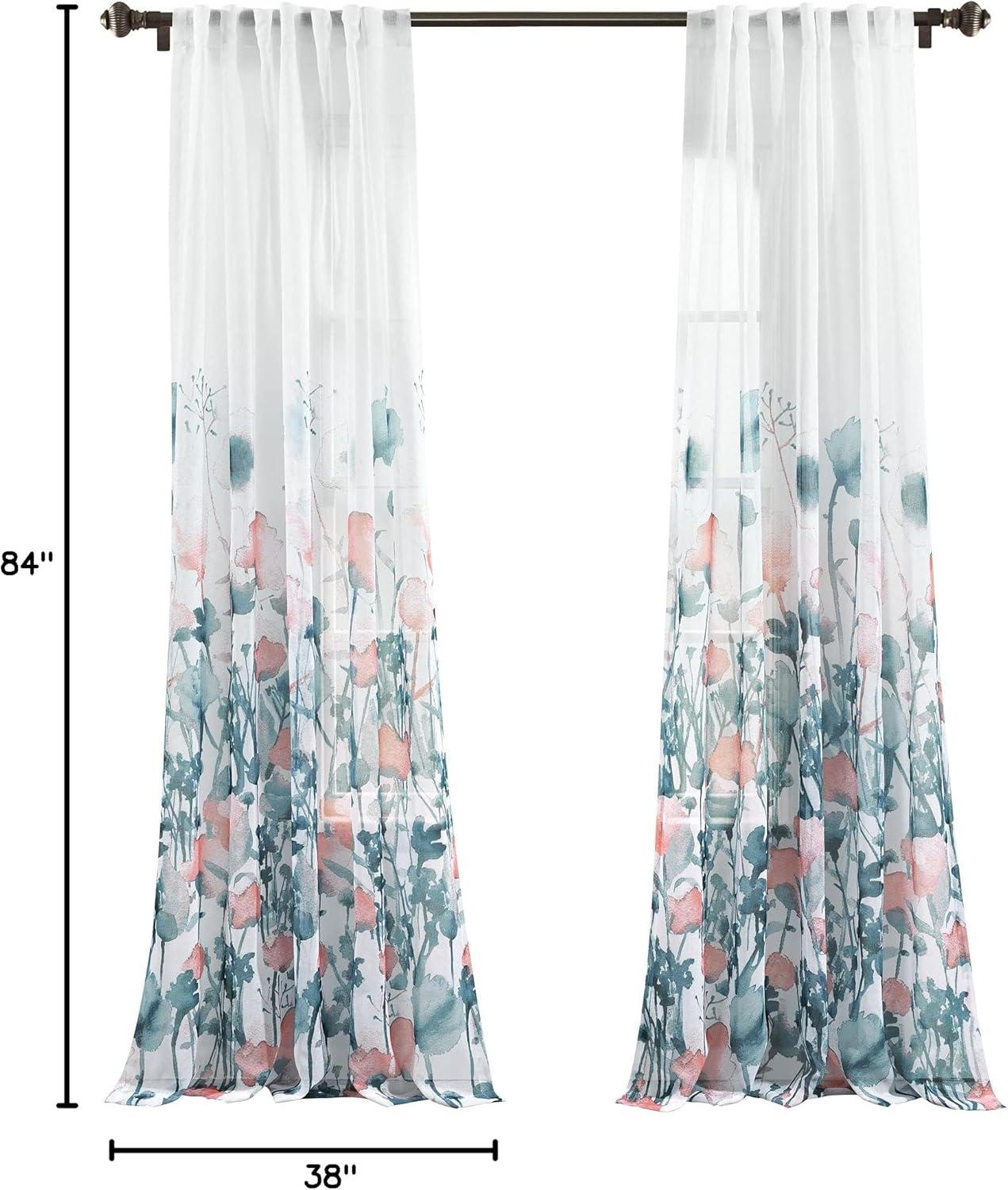 Lush Decor Zuri Floral Sheer Rod Pocket Curtain Panels (Set of 2)