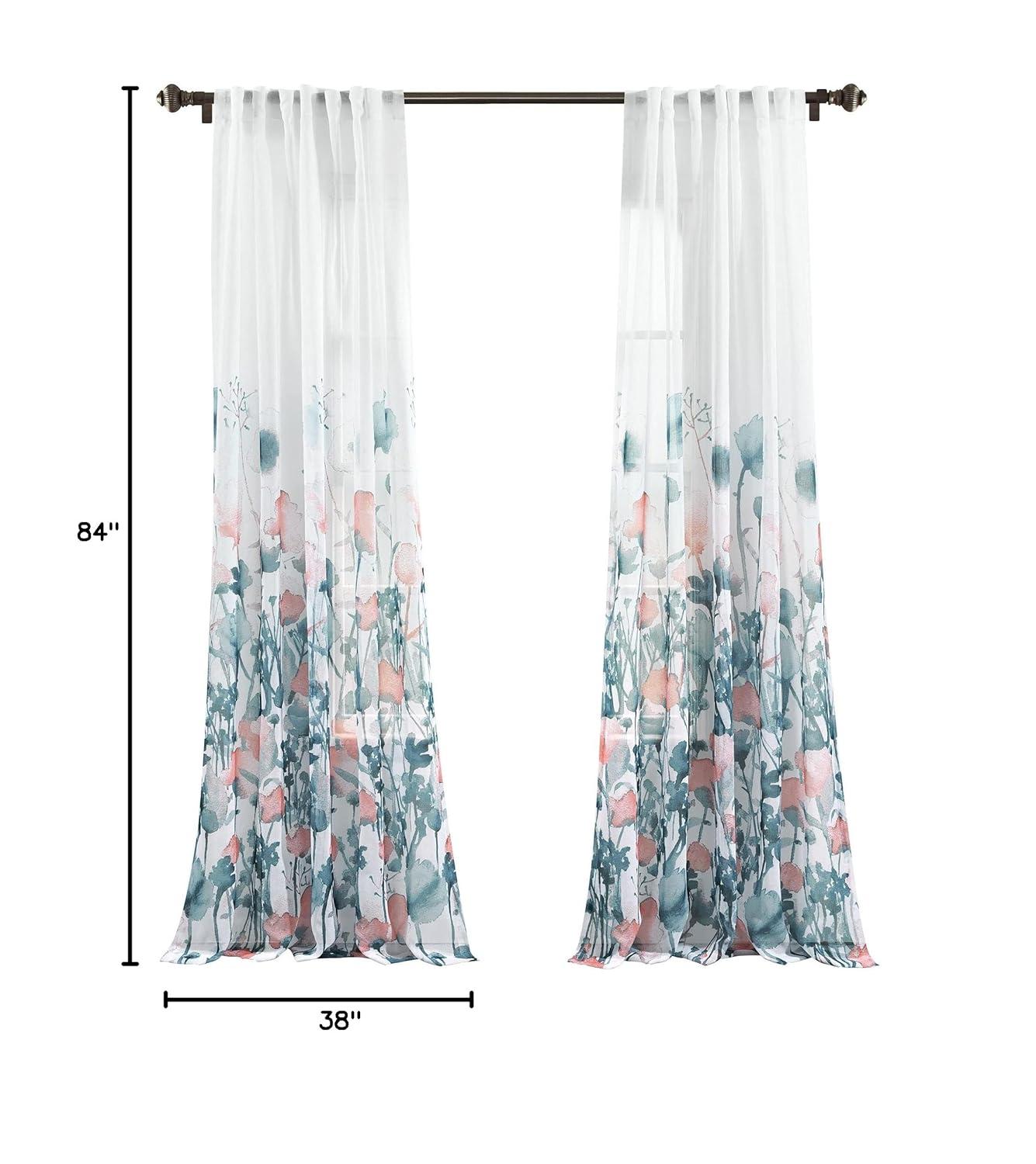 Lush Decor Zuri Floral Sheer Rod Pocket Curtain Panels (Set of 2)