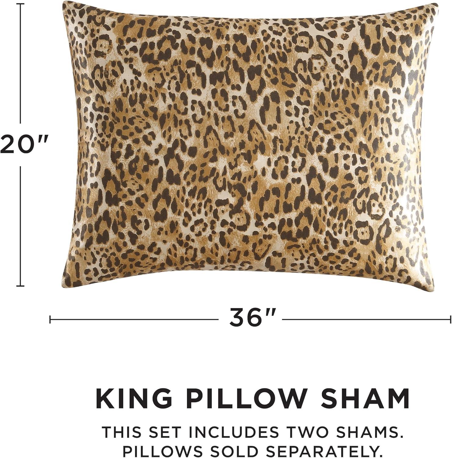 Juicy Couture Cheetah Leopard Print Reversible Satin Duvet Cover & Shams Bedding Sets