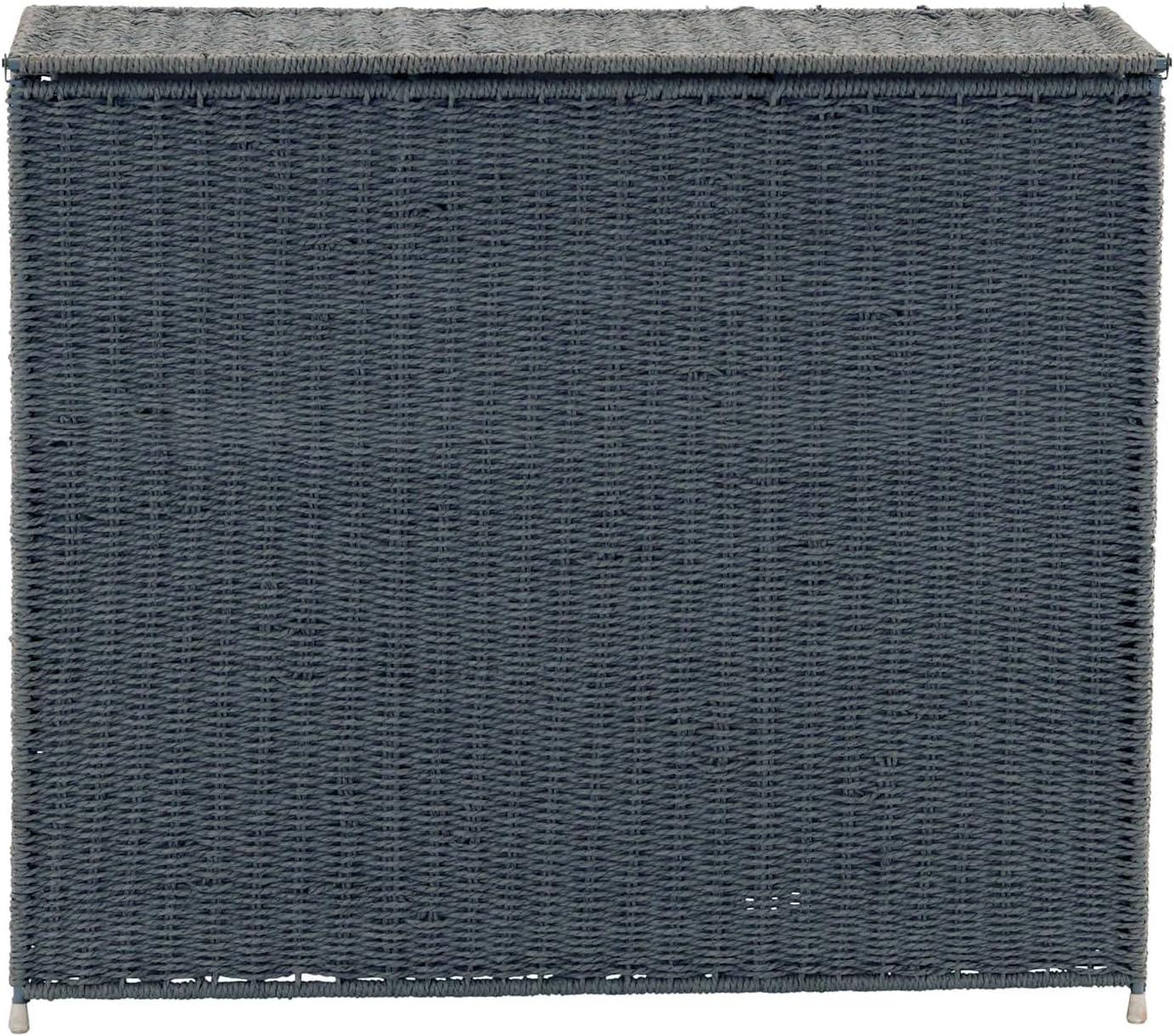 3 Compartment Laundry Sorter, Wicker Laundry Sorter, Gray