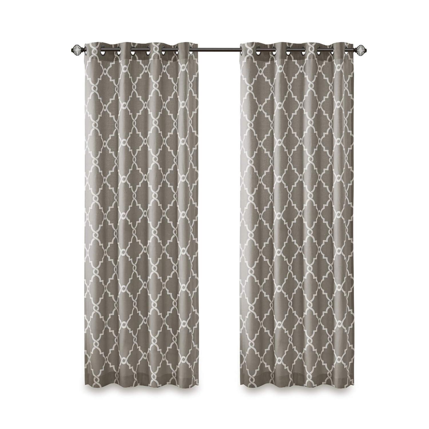Madison Park Fretwork Print Grommet Top Single Window Curtain Panel