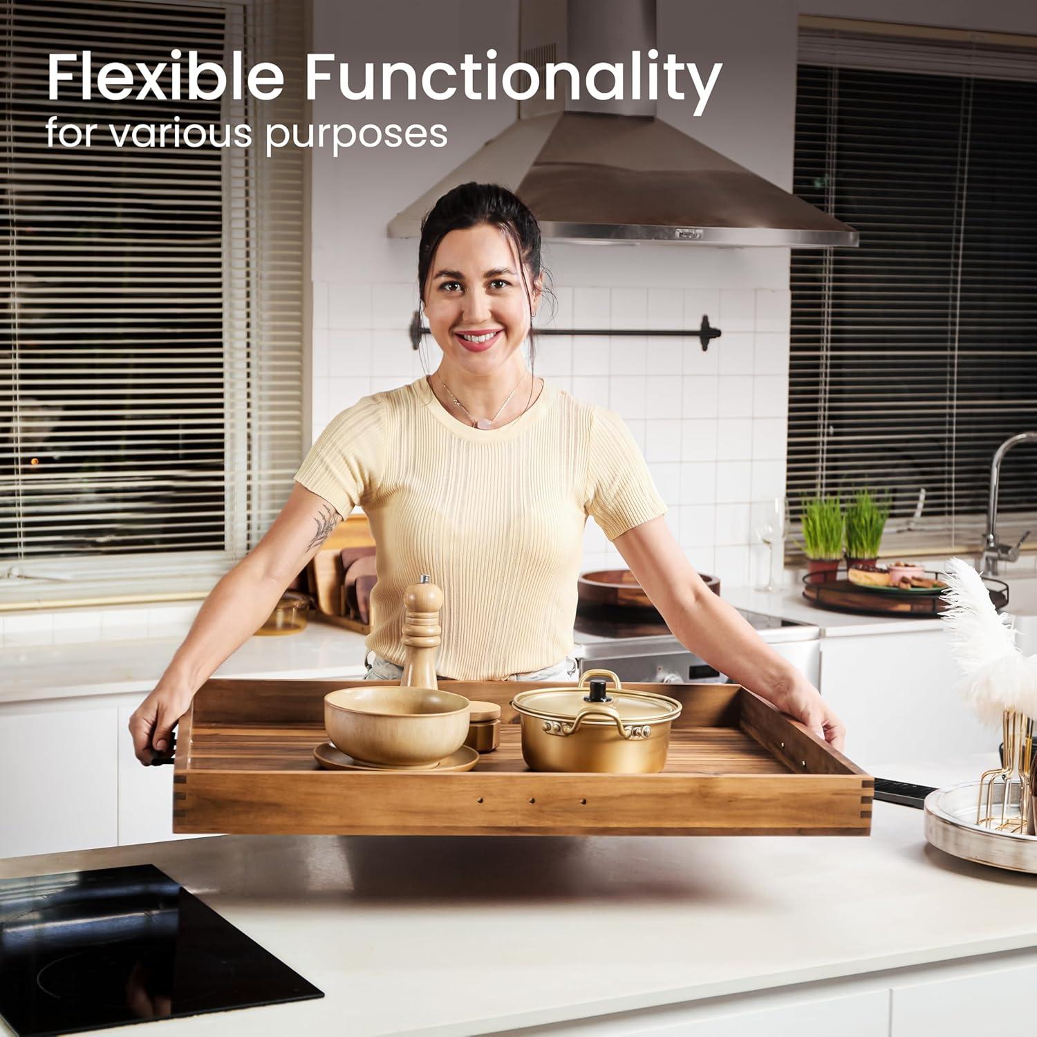 Stove Top Covers for Electric Stove with Handles 30”x22” (Outer) / 28.9”x20.8” (Inner) - Acacia Wood Noodle Board for Gas Stovetop - Stove Top Covers for Gas Burners (Acacia, 30"L x 22"W)