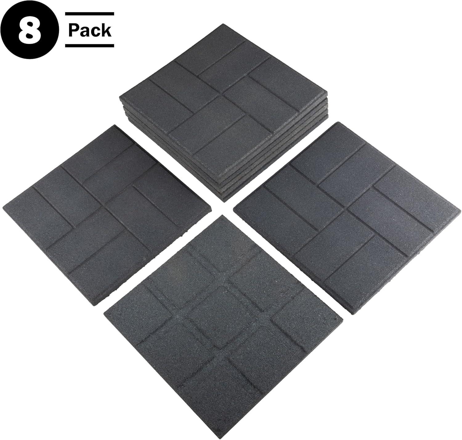 Pure Garden Deck Tiles 8-Pack - Dual-Sided Outdoor Flooring Tile - 28SQFT Rubber Pavers for Outside Patio, Garden Walkway, Balcony, or Shed