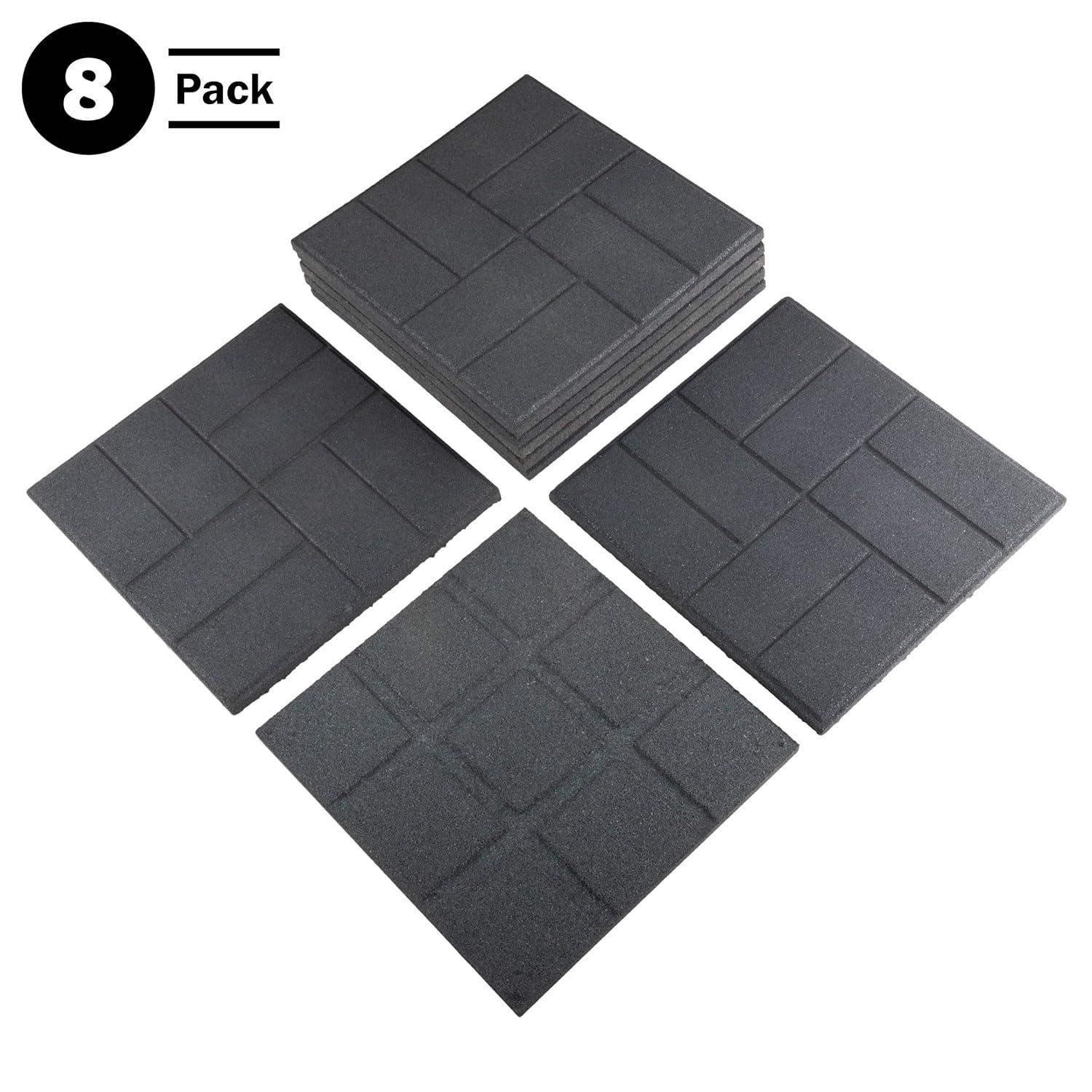 Pure Garden Deck Tiles 8-Pack - Dual-Sided Outdoor Flooring Tile - 28SQFT Rubber Pavers for Outside Patio, Garden Walkway, Balcony, or Shed
