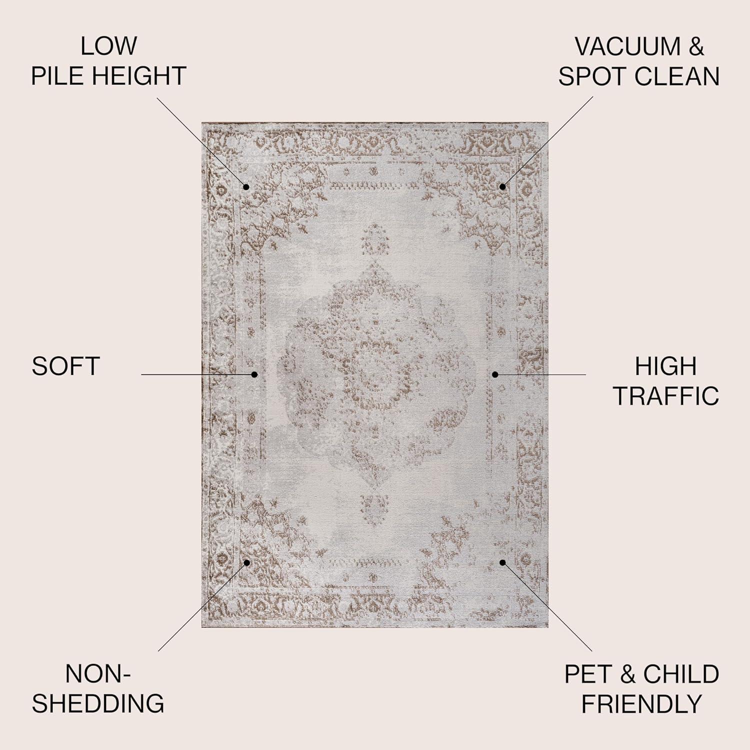3'x5' Rosalia Cottage Medallion Area Rug, Brown/Cream - JONATHAN Y