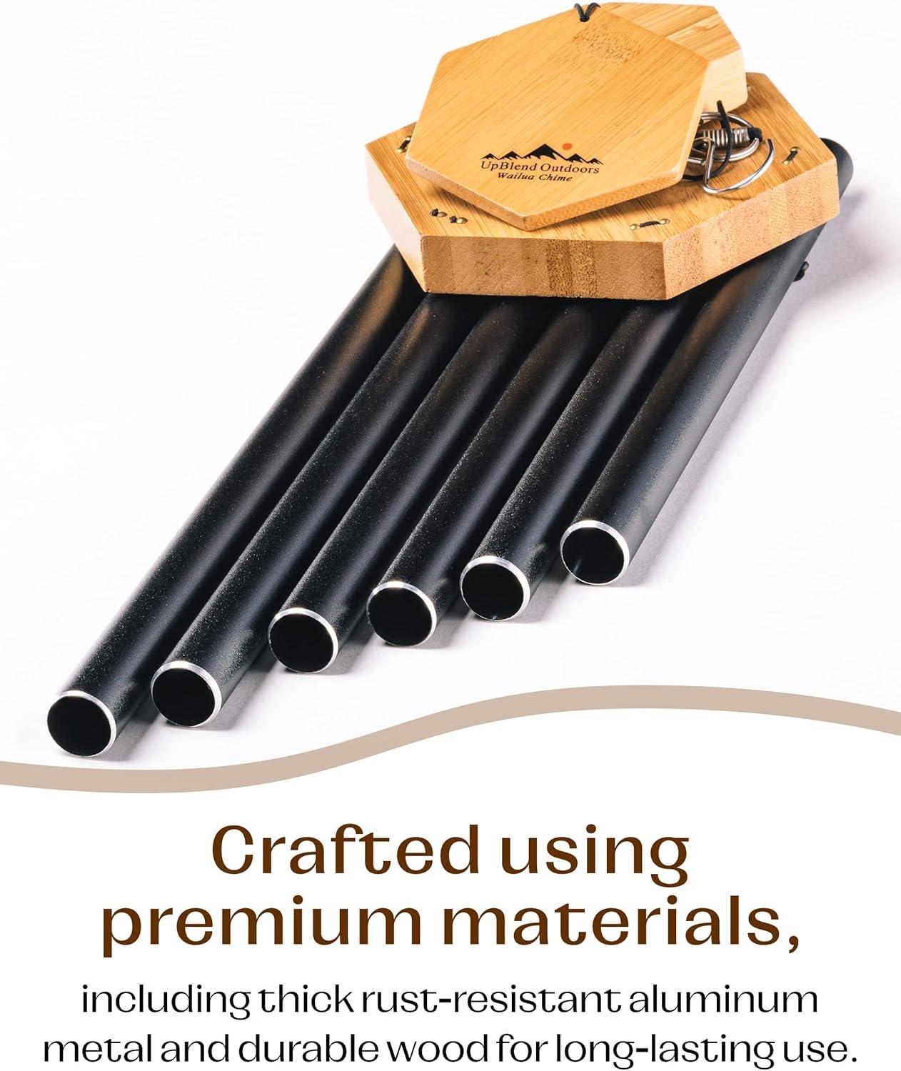 UpBlend Outdoors Wind Chimes for Outside, Gift for Mom, Deep Tone, Sympathy Gifts for Loss of Loved One, Patio Decoration, Memorial Windchimes, 29" Black