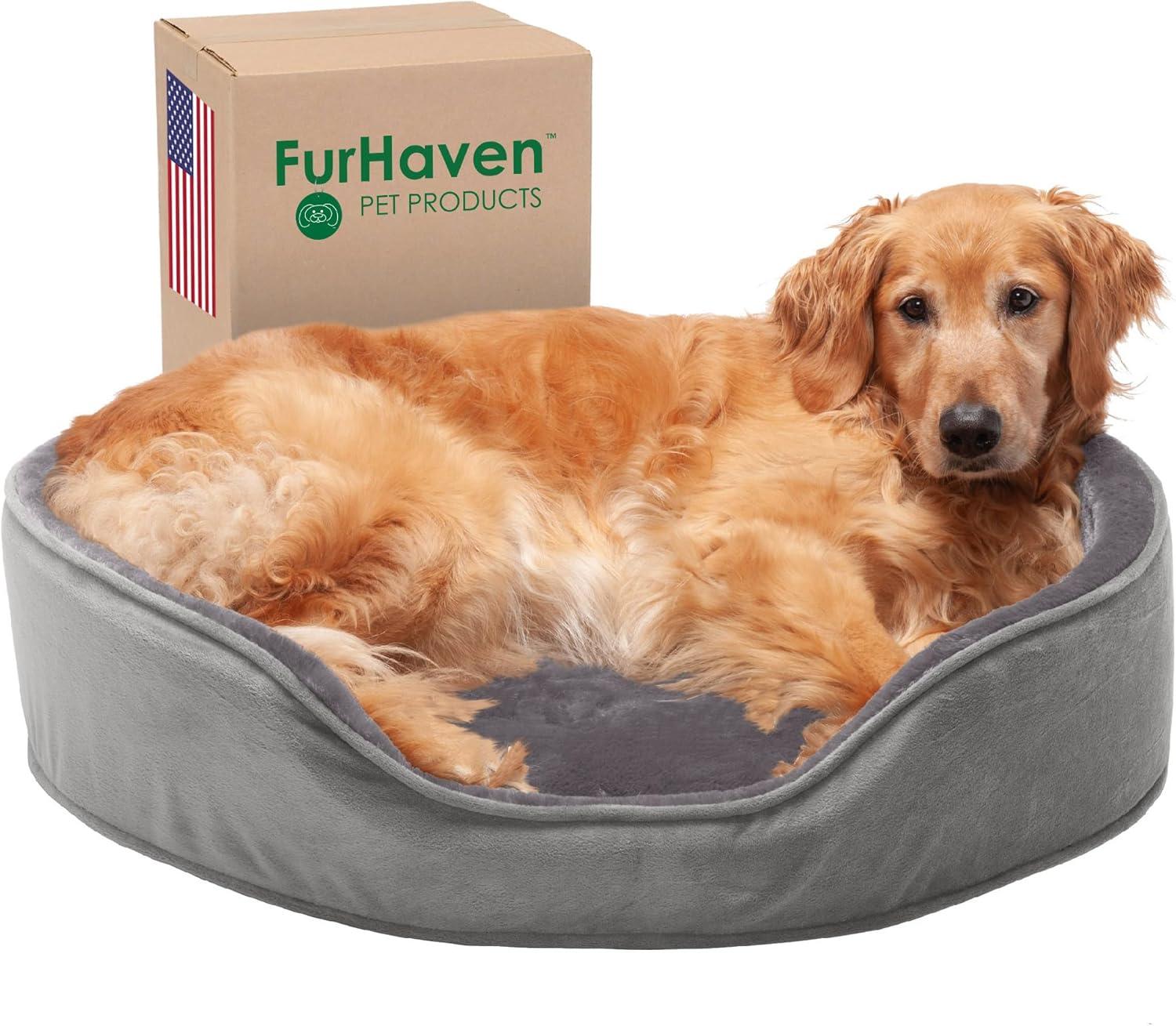 FurHaven Plush & Velvet Oval Dog Bed
