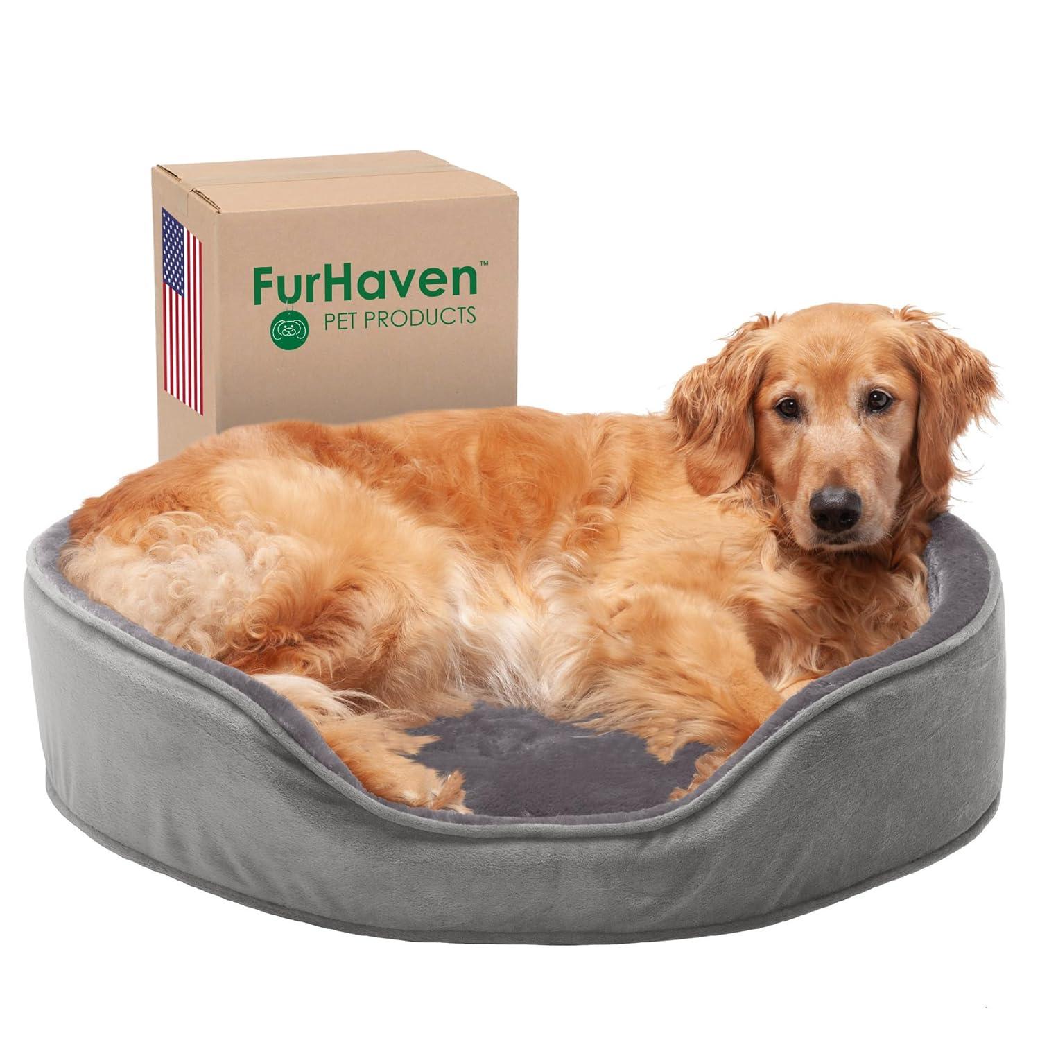 FurHaven Plush & Velvet Oval Dog Bed