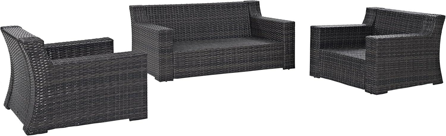 Beaufort 3pc Outdoor Wicker Seating Set with Loveseat & 2 Arm Chairs - Mist - Crosley: Weather-Resistant Patio Ensemble