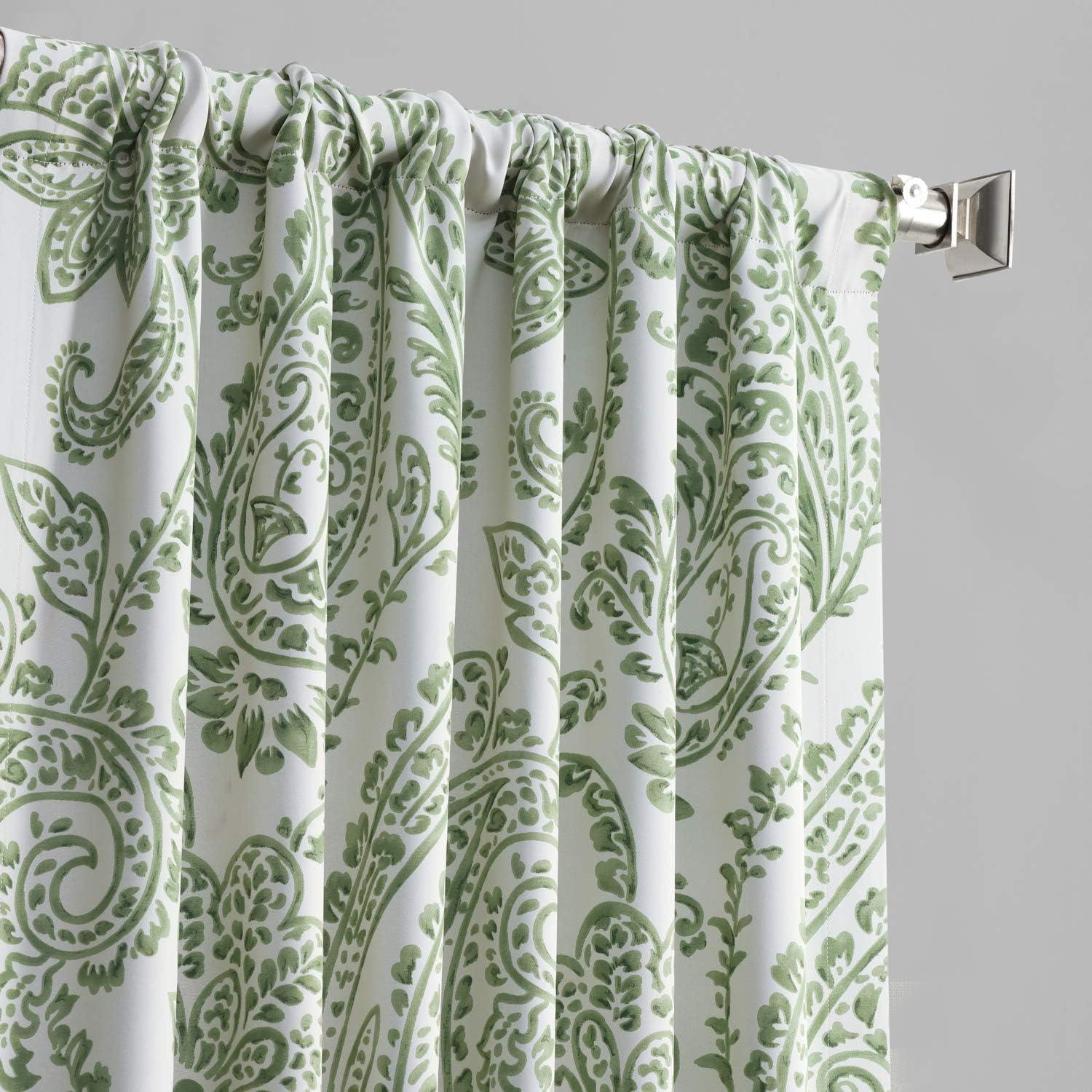 Exclusive Fabrics  Tea Time Room Darkening Curtain (2 Panels) Tea Time Green 50 x 120 120 Inches