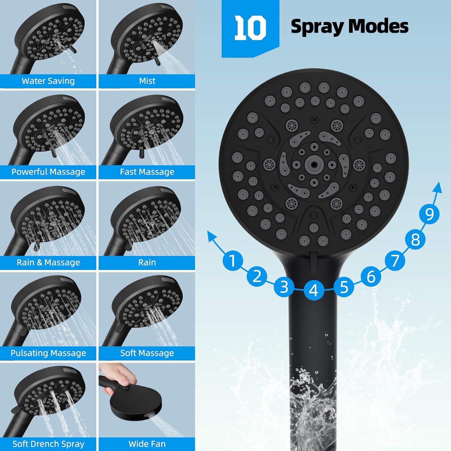 Hibbent Dual Shower Head Combo with Metal 8 Inch High Pressure Rainfall Shower Head  and Handheld Shower SCW01-HS070-SS080-CP